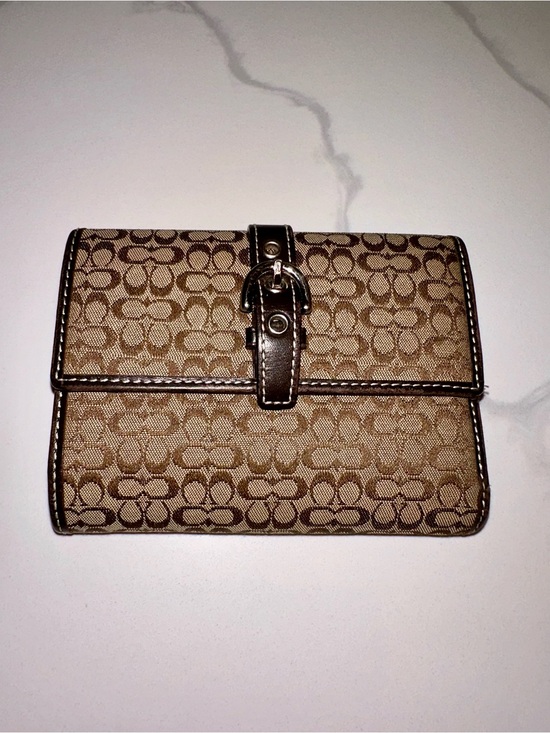 Handbags - Vintage Y2K Coach Signature Micro C Buckle Flap Trifold Wallet Brown Leather